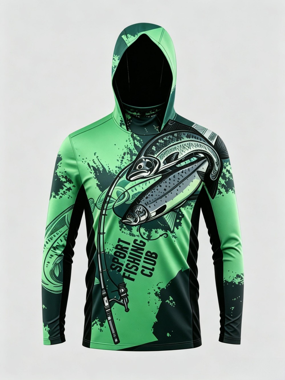UPF50+ Camo Men Long Sleeve Fi - Fishing Mask Sun Protection 评论和价格