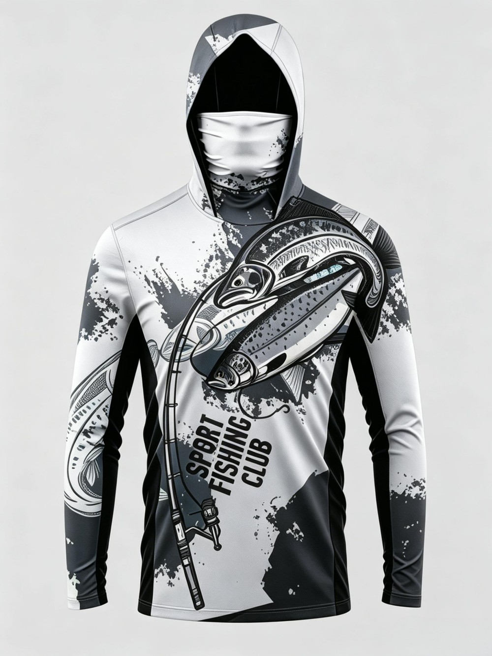 UPF50+ Camo Men Long Sleeve Fi - Fishing Mask Sun Protection 评论和价格